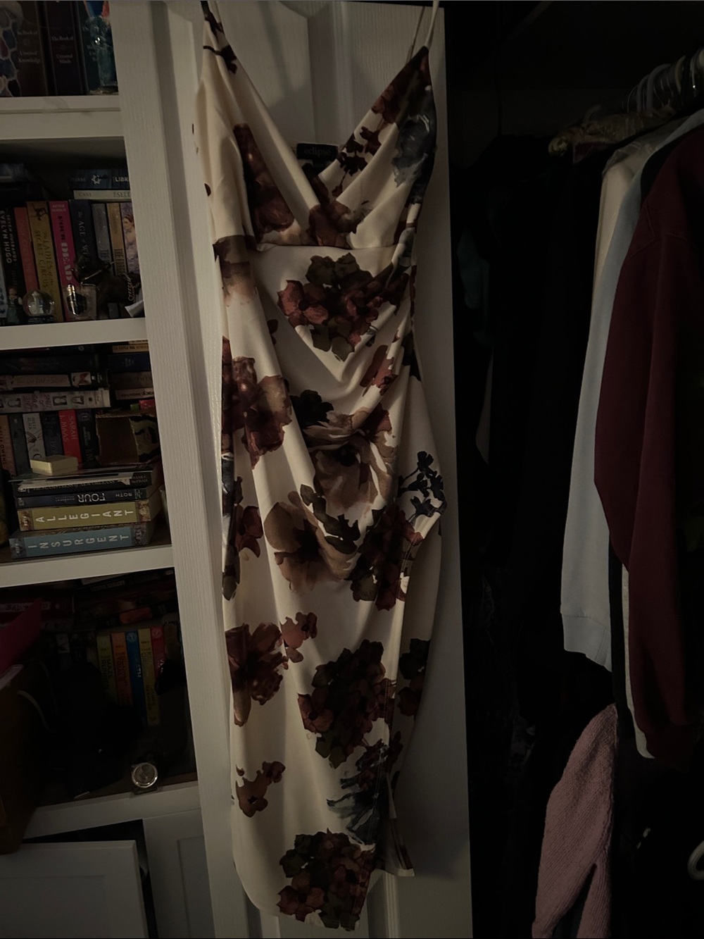 Eclipse Cream Midi Dress with Brown Floral Print